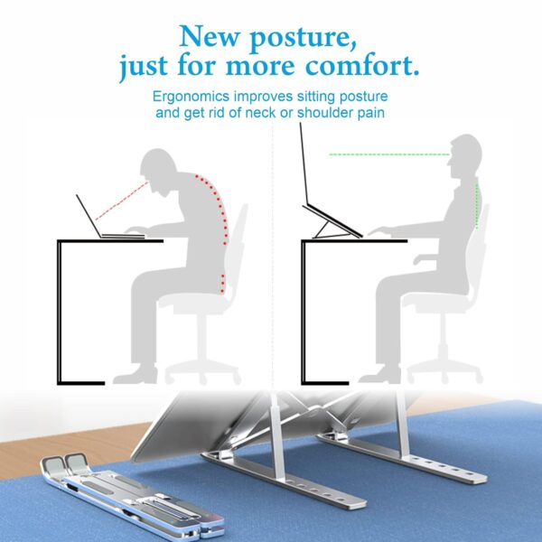 Portable Aluminium Laptop Stand with Anti Slip Rubber Grip - Image 6