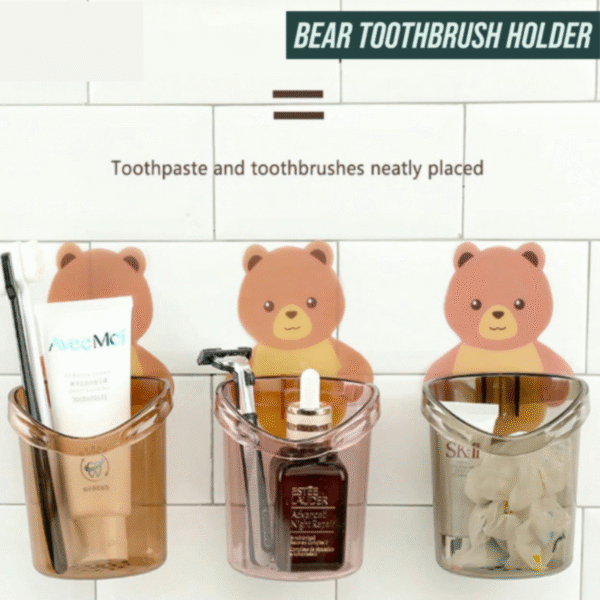 Wall Mounted Teddy Bear Toothbrush Holder Cup - Image 4