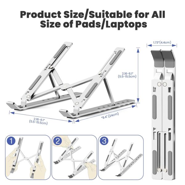 Portable Aluminium Laptop Stand with Anti Slip Rubber Grip - Image 7
