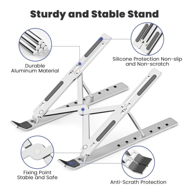 Portable Aluminium Laptop Stand with Anti Slip Rubber Grip - Image 5