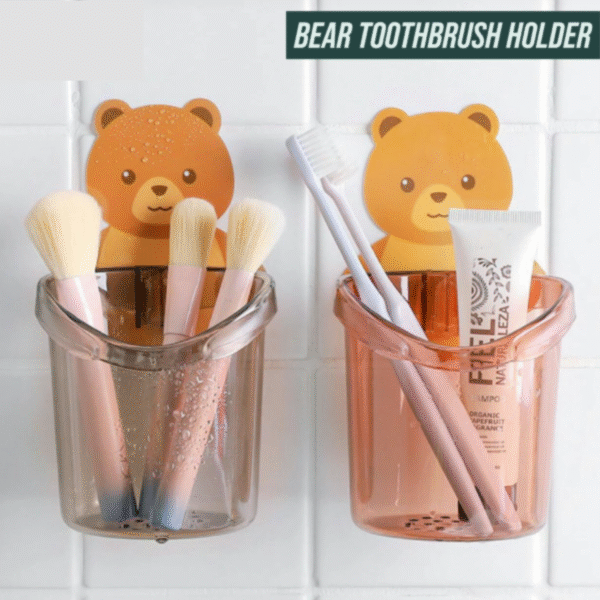 Wall Mounted Teddy Bear Toothbrush Holder Cup - Image 6