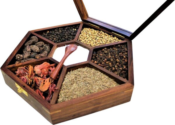 Kitchen & Dining Wooden Masala Jar Box - Image 5
