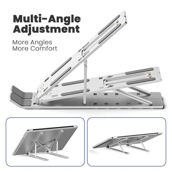 Portable Aluminium Laptop Stand with Anti Slip Rubber Grip - Image 3